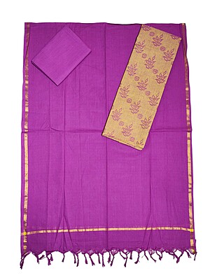 Mustard & Purple Handloom South Cotton Unstitched Salwar Suit Set with Dupatta for Women Mustard & Purple Handloom South Cotton Unstitched Salwar Suit Set with Dupatta for Women