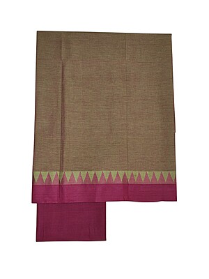 Maroon & Green Handloom Mangalagiri Cotton Plain Unstitched Salwar Suit with Temple Border for Women Maroon & Green Handloom Mangalagiri Cotton Plain Unstitched Salwar Suit with Temple Border for Women