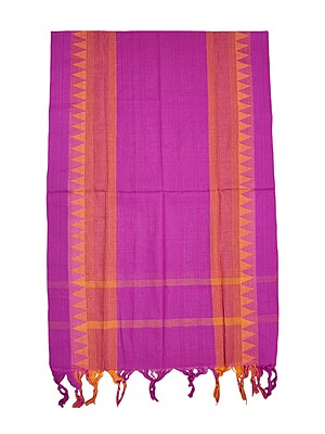 Orange & Pink Handloom Mangalagiri Cotton Plain Unstitched Salwar Suit with Temple Border for Women Orange & Pink Handloom Mangalagiri Cotton Plain Unstitched Salwar Suit with Temple Border for Women