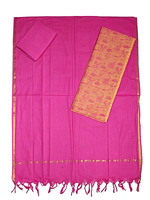 Pink Unstitched Solid Salwar Suit Fabric with Dupatta