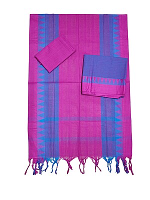 Dark Pink Unstitched Solid Woven Salwar Suit Fabric with Dupatta