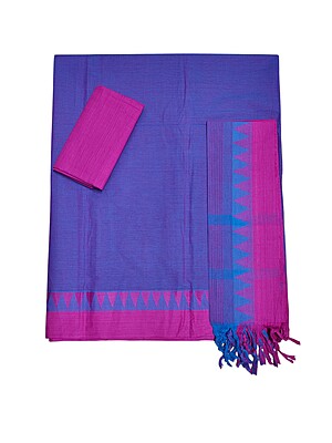 Dark Pink Unstitched Solid Woven Salwar Suit Fabric with Dupatta