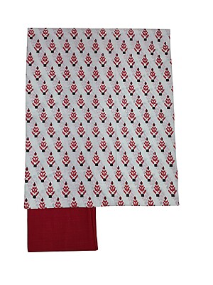 Red & White Handloom Mangalagiri Cotton Plain Unstitched Salwar Suit with Temple Border for Women Red & White Handloom Mangalagiri Cotton Plain Unstitched Salwar Suit with Temple Border for Women