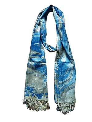 Blue Marble Print Cotton Silk Dupatta