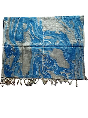 Blue Marble Print Cotton Silk Dupatta