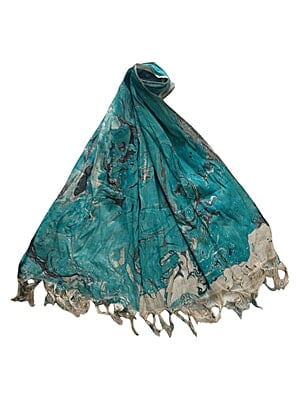 Dark Mint Marble Print Cotton Silk Dupatta