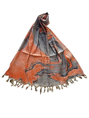 Orange Marble Print Cotton Silk Dupatta