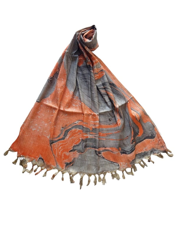 Orange Marble Print Cotton Silk Dupatta Orange Marble Print Cotton Silk Dupatta