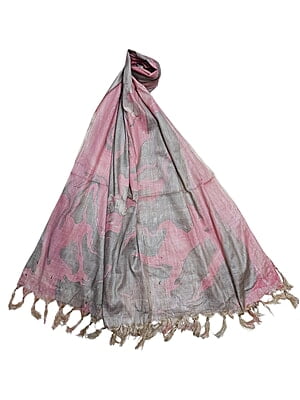 Pink Marble Print Cotton Silk Dupatta