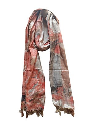 Red Marble Print Cotton Silk Dupatta