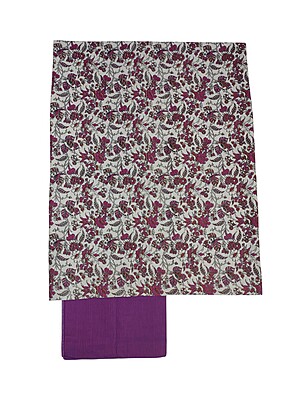 Purple & Maroon Cotton Hand Block Print Unstitched Salwar Suit Set with cotton Dupatta for Women Purple & Maroon Cotton Hand Block Print Unstitched Salwar Suit Set with cotton Dupatta for Women