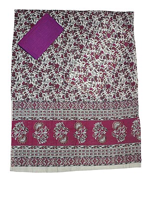 Purple & Maroon Cotton Hand Block Print Unstitched Salwar Suit Set with cotton Dupatta for Women Purple & Maroon Cotton Hand Block Print Unstitched Salwar Suit Set with cotton Dupatta for Women