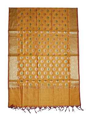Yellow Banarasi Cotton Silk Unstitched Salwar Suit Set Yellow Banarasi Cotton Silk Unstitched Salwar Suit Set