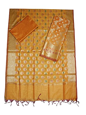 Mustard Unstitched Banarasi Cotton Silk Dress Material for Women Mustard Unstitched Banarasi Cotton Silk Dress Material for Women
