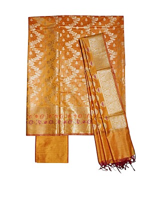 Mustard Unstitched Banarasi Cotton Silk Dress Material for Women Mustard Unstitched Banarasi Cotton Silk Dress Material for Women