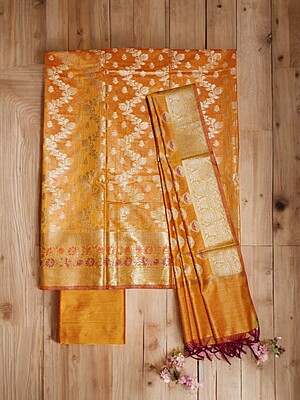 Banarasi Cotton Silk Unstitched Salwar Suit set dress material with ...