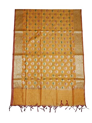 Mustard Unstitched Banarasi Cotton Silk Dress Material for Women Mustard Unstitched Banarasi Cotton Silk Dress Material for Women
