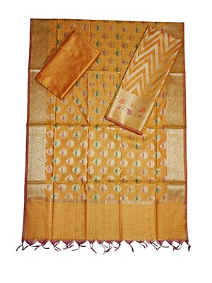 Yellow Banarasi Cotton Silk Unstitched Salwar Suit Dress Material for Women Yellow Banarasi Cotton Silk Unstitched Salwar Suit Dress Material for Women