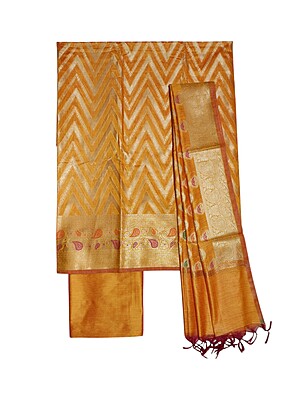 Yellow Banarasi Cotton Silk Unstitched Salwar Suit Dress Material for Women Yellow Banarasi Cotton Silk Unstitched Salwar Suit Dress Material for Women