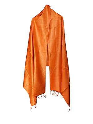 Orange Cotton Silk Solid Dupatta