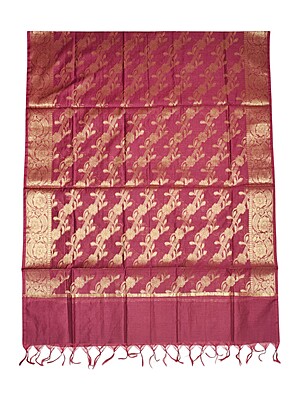 Peach & Maroon Unstitched Banarasi Cotton Silk Dress Material with Dupatta for Women Peach & Maroon Unstitched Banarasi Cotton Silk Dress Material with Dupatta for Women