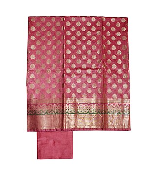 Baby Pink Banarasi Silk Unstitched Suit Set for Women Baby Pink Banarasi Silk Unstitched Suit Set for Women