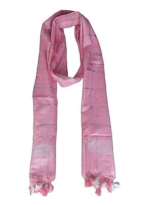 Pink Cotton Silk Silver Zari Dupatta Pink Cotton Silk Silver Zari Dupatta