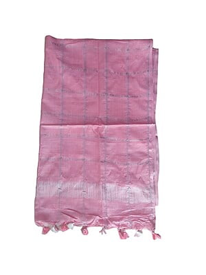 Pink Cotton Silk Silver Zari Dupatta Pink Cotton Silk Silver Zari Dupatta