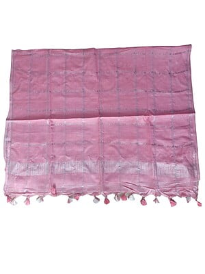 Pink Cotton Silk Silver Zari Dupatta Pink Cotton Silk Silver Zari Dupatta
