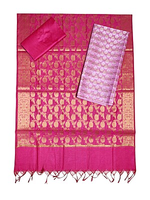 Pink & Magenta Unstitched Banarasi Cotton Silk Dress Material with Dupatta for Women Pink & Magenta Unstitched Banarasi Cotton Silk Dress Material with Dupatta for Women