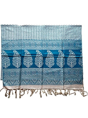 Teal Batik Print Cotton Silk Dupatta Teal Batik Print Cotton Silk Dupatta