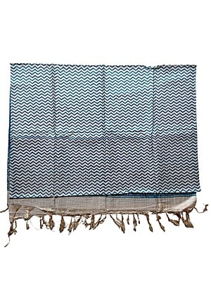 Teal Batik Print Cotton Silk Dupatta Teal Batik Print Cotton Silk Dupatta