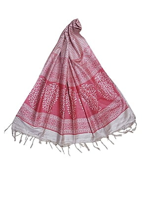 Yellow & Black Batik Print Cotton Silk Dupatta