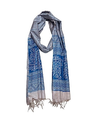 Teal Batik Print Cotton Silk Dupatta Teal Batik Print Cotton Silk Dupatta