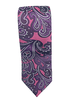 Purple & Pink Paisley Necktie with Pocket Square