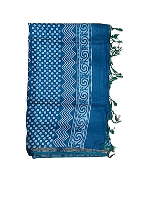 Teal Green Batik Print Saree with Running Blouse Teal Green Batik Print Saree with Running Blouse