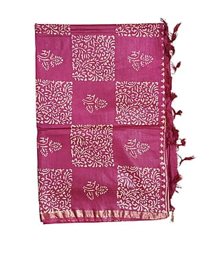 Pink Block Print Saree with Running Blouse
