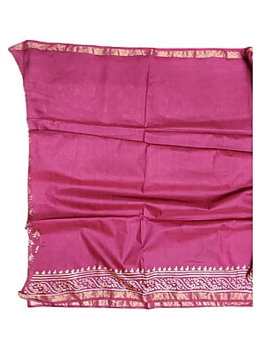 Pink Block Print Saree with Running Blouse