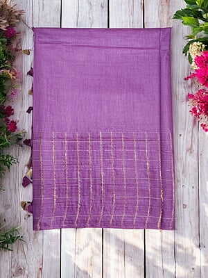 Dark Purple Woven Kota Silk Saree with Running Blouse Dark Purple Woven Kota Silk Saree with Running Blouse