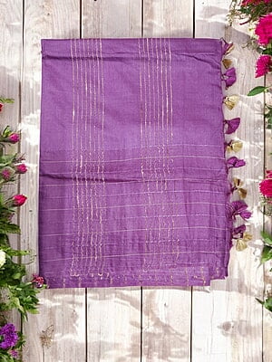 Dark Purple Woven Kota Silk Saree with Running Blouse Dark Purple Woven Kota Silk Saree with Running Blouse
