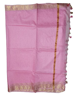Pink Plain Kota Silk Saree with Running Blouse