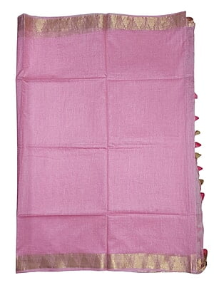 Pink Plain Kota Silk Saree with Running Blouse