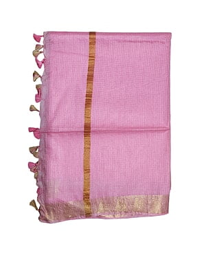 Pink Plain Kota Silk Saree with Running Blouse
