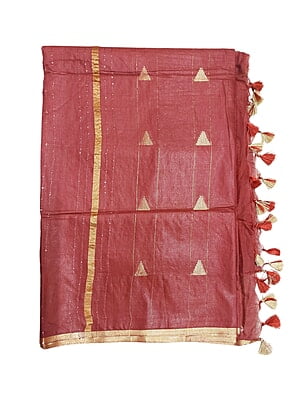 Maroon Woven Kota Silk Saree with Running Blouse