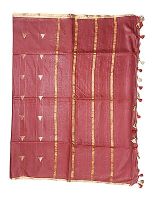 Maroon Woven Kota Silk Saree with Running Blouse