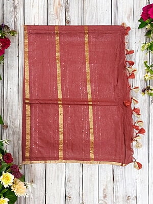 Maroon Woven Kota Silk Saree with Running Blouse