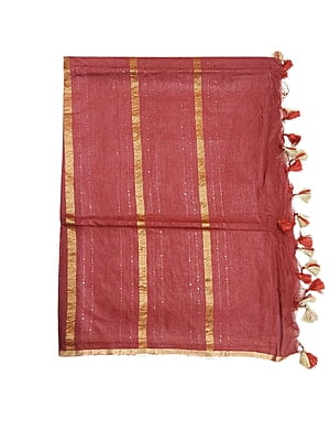 Maroon Woven Kota Silk Saree with Running Blouse