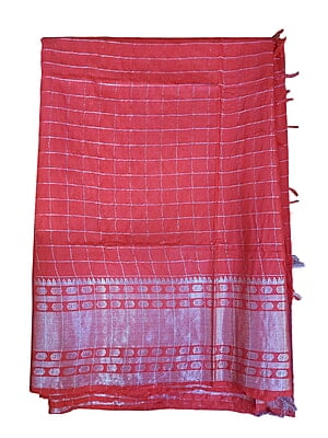 Maroon with Silver Woven Kota Silk Saree with Running Blouse Maroon with Silver Woven Kota Silk Saree with Running Blouse