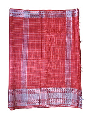 Maroon with Silver Woven Kota Silk Saree with Running Blouse Maroon with Silver Woven Kota Silk Saree with Running Blouse