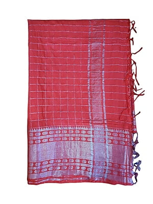 Maroon with Silver Woven Kota Silk Saree with Running Blouse Maroon with Silver Woven Kota Silk Saree with Running Blouse